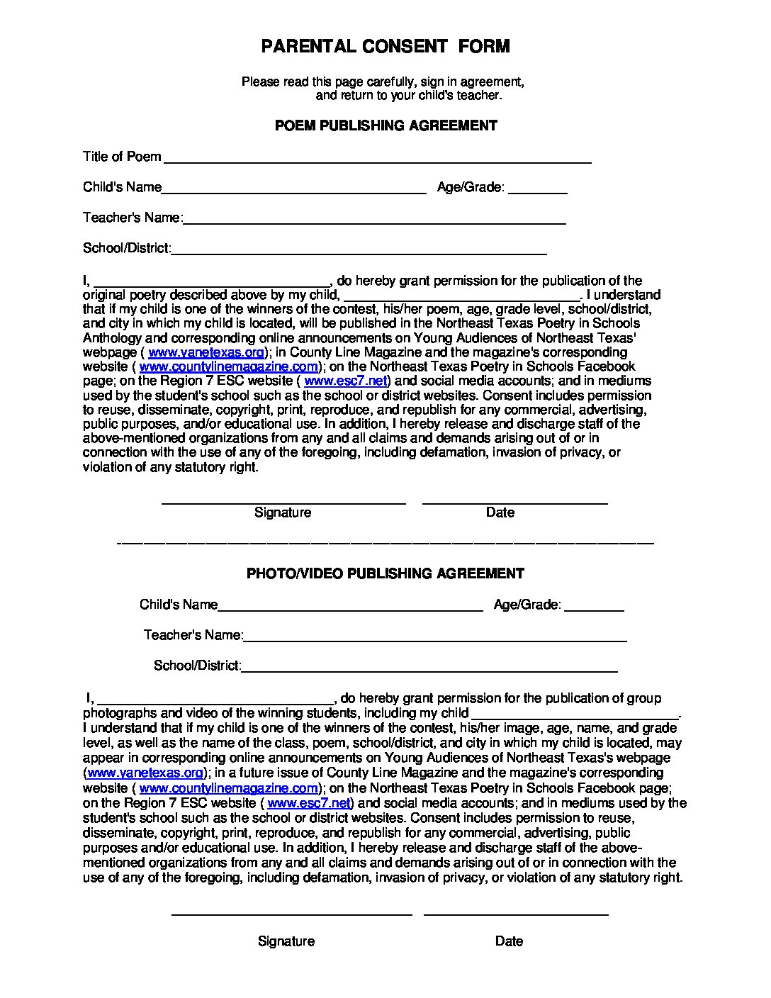 2017 Parent Consent Form - Young Audiences Arts for Learning Northeast ...